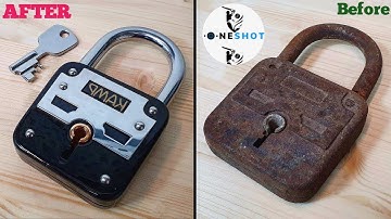 Broken Rusty Lock with Missing Key-Restoration l Padlock Restoration fully #restoration