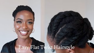 SIMPLE FLAT TWIST  NATURAL UPDO ON NATURAL HAIR 4C HAIRSTYLE