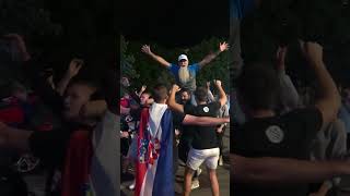 Celebrating with the Croatian fans at the Australian Open.