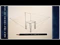رسم كرسي بالمنظور من نقطتين تلاشي  طريقة رسم المنظور الهندسي 📏📐✏️