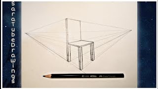رسم كرسي بالمنظور من نقطتين تلاشي  طريقة رسم المنظور الهندسي ??✏️
