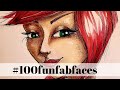 The EASIEST way to DRAW a WHIMSICAL 3/4 FACE (Video 7 in #100funfabfaces Challenge)