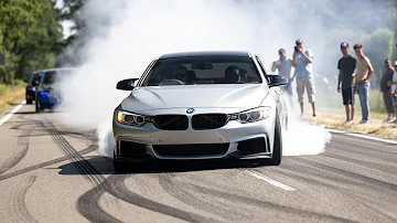 Modified BMW's Leaving Bimmerfest ! BURNOUTS, 919HP Single Turbo M4, Manhart M4, 900HP M140i, M4 CSL