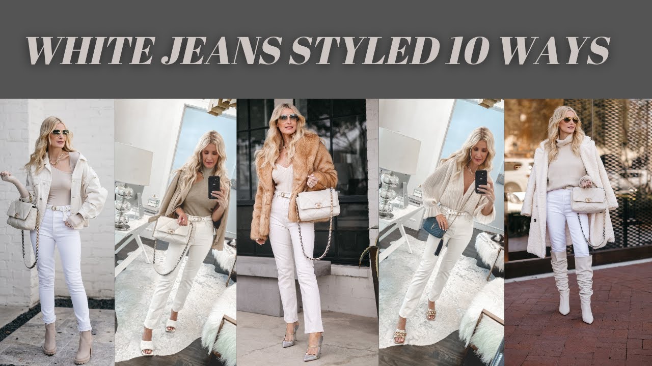 Video) Classic Fashion Over 40/Beige and White Jeans Outfit With a