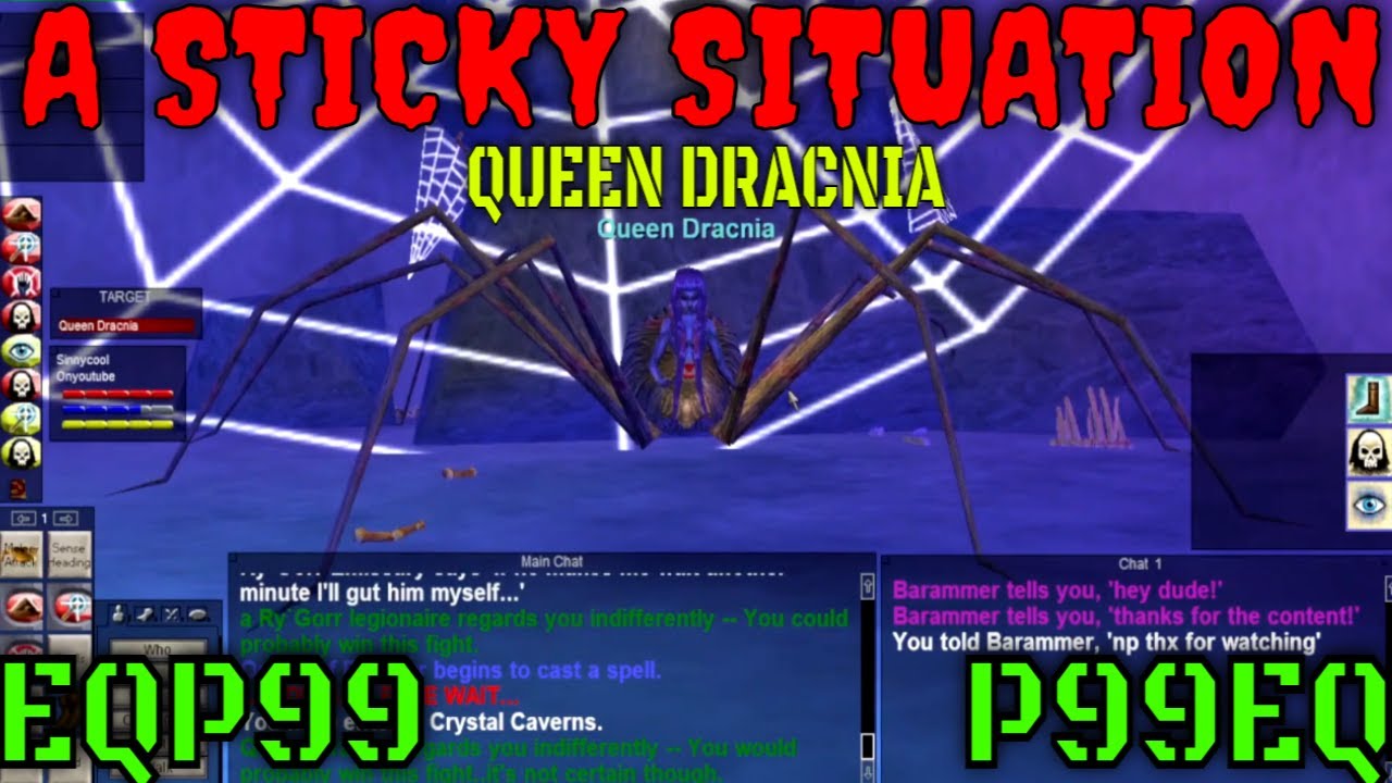 EverQuest P99 QUEEN DRACNIA Crystal Caverns Dungeon first look Spiders Terrors & Geos Project 1999