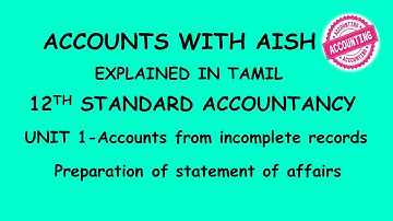 12th Accountancy Chapter 1 Ex. Sum No. 6 & 8 Accounts from Incomplete Records in Tamil