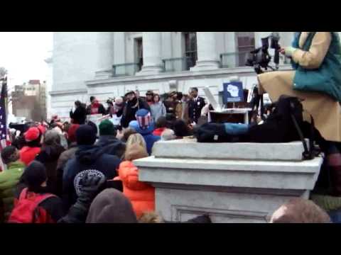 March 5, 2011-Michael Moore at Madison anti-Walker We Are Wisconsin Rally (Part 1)