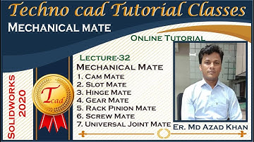 Lec-32 I Mechanical mate In Solidworks I By Er. Md Azad Khan I Autocad I solidworks I Ansys I CNC