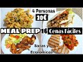 MEAL PREP 16, Cenas Fáciles/ 4 platos para 4 personas 20€/ Menú Semanal Fácil/ paso a paso/ Maricent