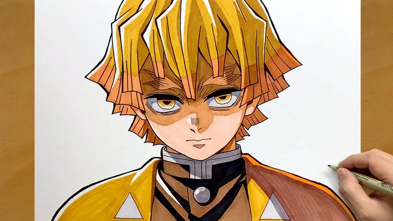 How to draw Zenitsu Agatsuma from Demon Slayer || Zenitsu drawing step by step || Easy anime art
