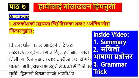 Hamilai Bolauchhan Himchuli Exercise | Class 12 Nepali Chapter 7 Question Answer + Summary + Grammar