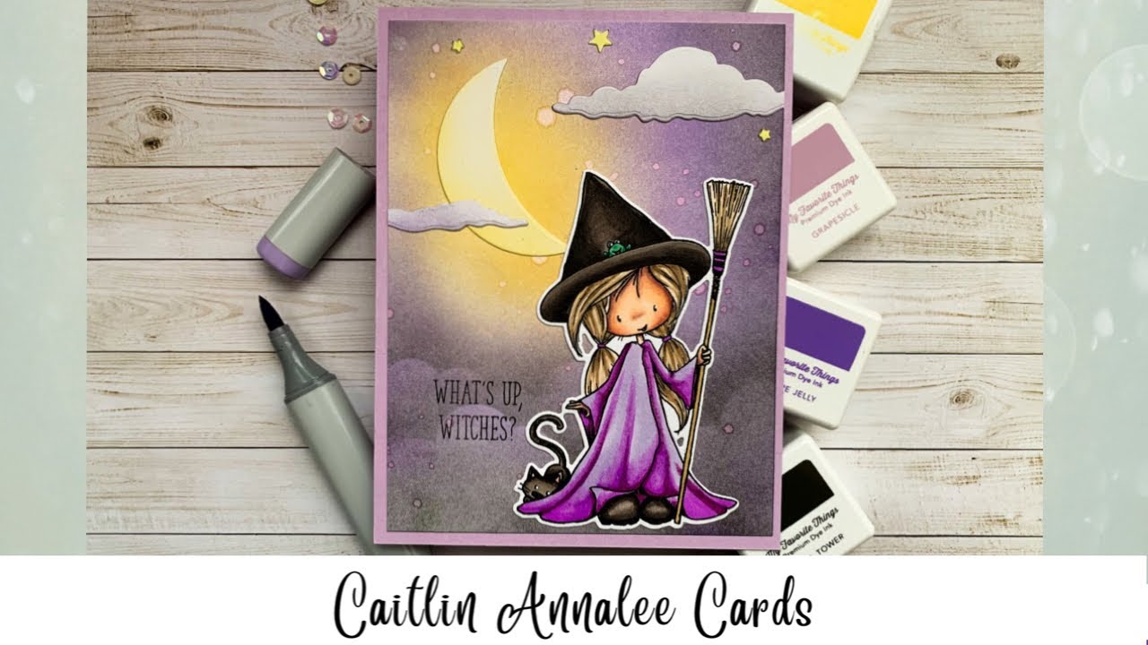 Ink Blending a Night Sky | My Favorite Things Halloween Stamp set | Mini Monday Quick Cards