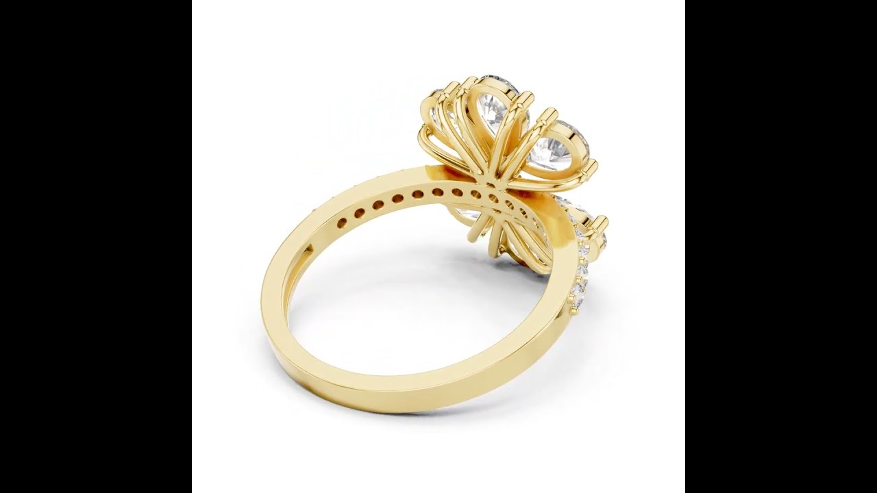 Pear Cut Diamond Double Floral Cluster Ring
