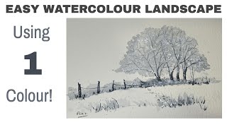 Watercolour Beginners // Simple Winter Landscape Tutorial // Winter Tree
