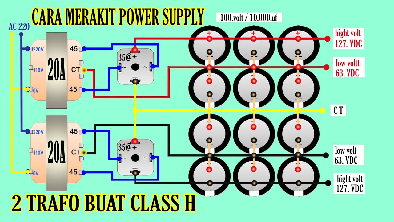 cara membuat/merakit PSU class H dengan 2 trafo YouTube