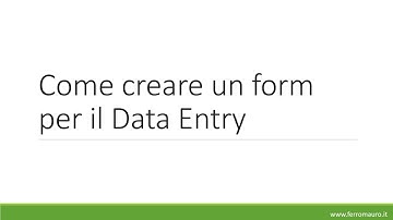 Excel Come creare un form per il Data Entry