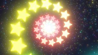 Shining Spiral Of Rainbow Glow Neon Stars In Sparkle Star Space Spin 4K Motion Background for Edits