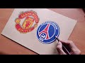 DRAW THE 3D MANCHESTER UNITED VS PARIS SAINT GERMAIN LOGO