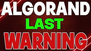 OMG!! ALGO LAST WARNING!! - ALGORAND IS ABOUT TO COME TO AN END??