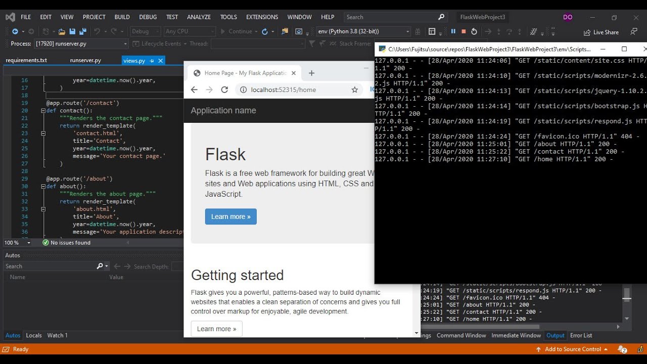 เขียน web app ด้วย python  2022 Update  Python Web Application in Visual Studio 2019 | Getting Started