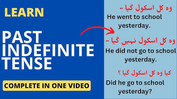 Past Indefinite Tense | Tenses in English Grammar with Examples | Tenses in Urdu Complete Course
