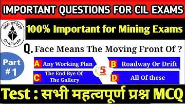 🔥🎉Mining sirdar | Overman | Dgms |MT | First & second class exams |Important Questions for CIL Exams