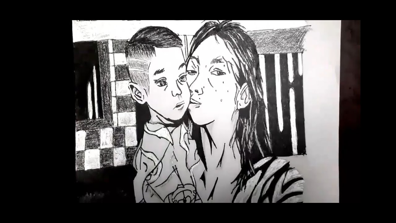 Lukisan sketsa termudah hitam putih - YouTube