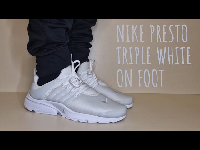 Nike Presto Triple White On Foot - YouTube