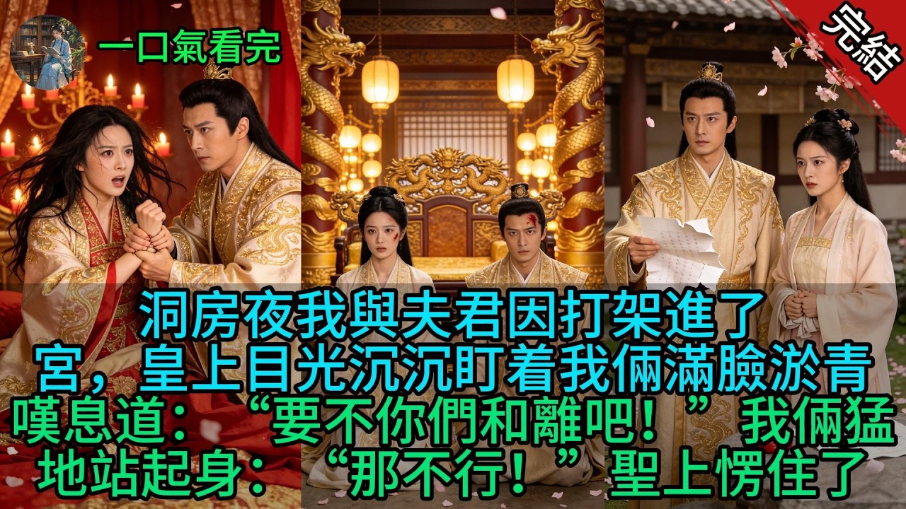 【原創小說已完結】洞房夜我與夫君因打架進了宮，皇上目光沉沉盯着我倆滿臉淤青，嘆息道：“要不你們和離吧！”我倆猛地站起身：“那不行！”聖上愣住了