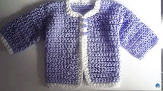 Chaqueta ,chambrita o cardigan a crochet bebe primera puesta #tutorial #pasoapaso