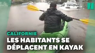 En Californie, après les inondations, ils se déplacent en kayak ou paddle