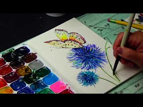 Цветы и бабочка
