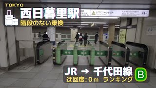 1分でわかる『階段のない乗換:西日暮里駅』JR▶︎千代田線