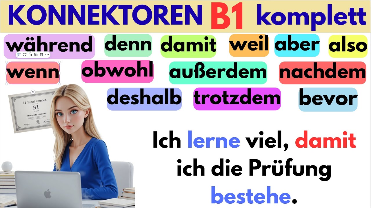 Konnektoren B1: komplett erklärt für die Prüfung + 200 Alltagssätze 📚