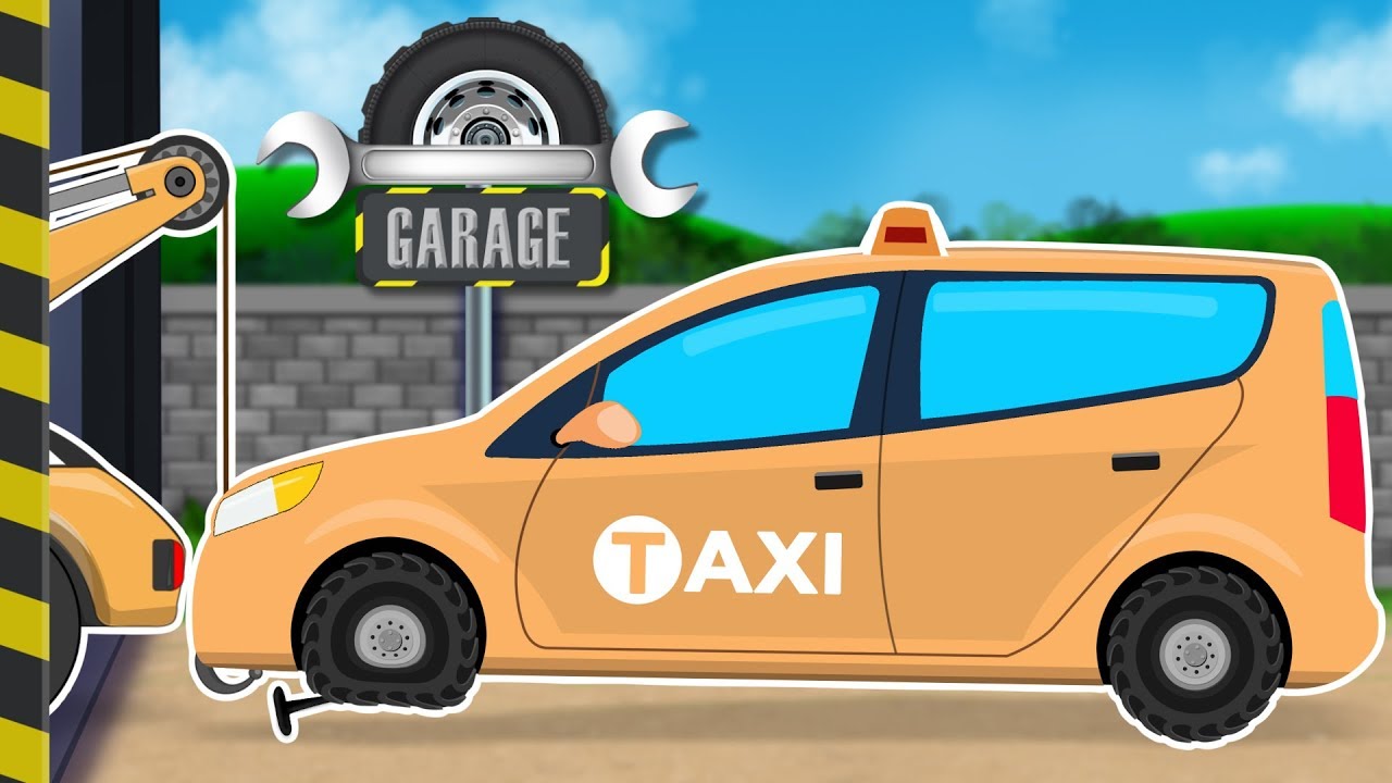 Taxi Car  Car Garage  Car Repair Cartoon Video For Kids