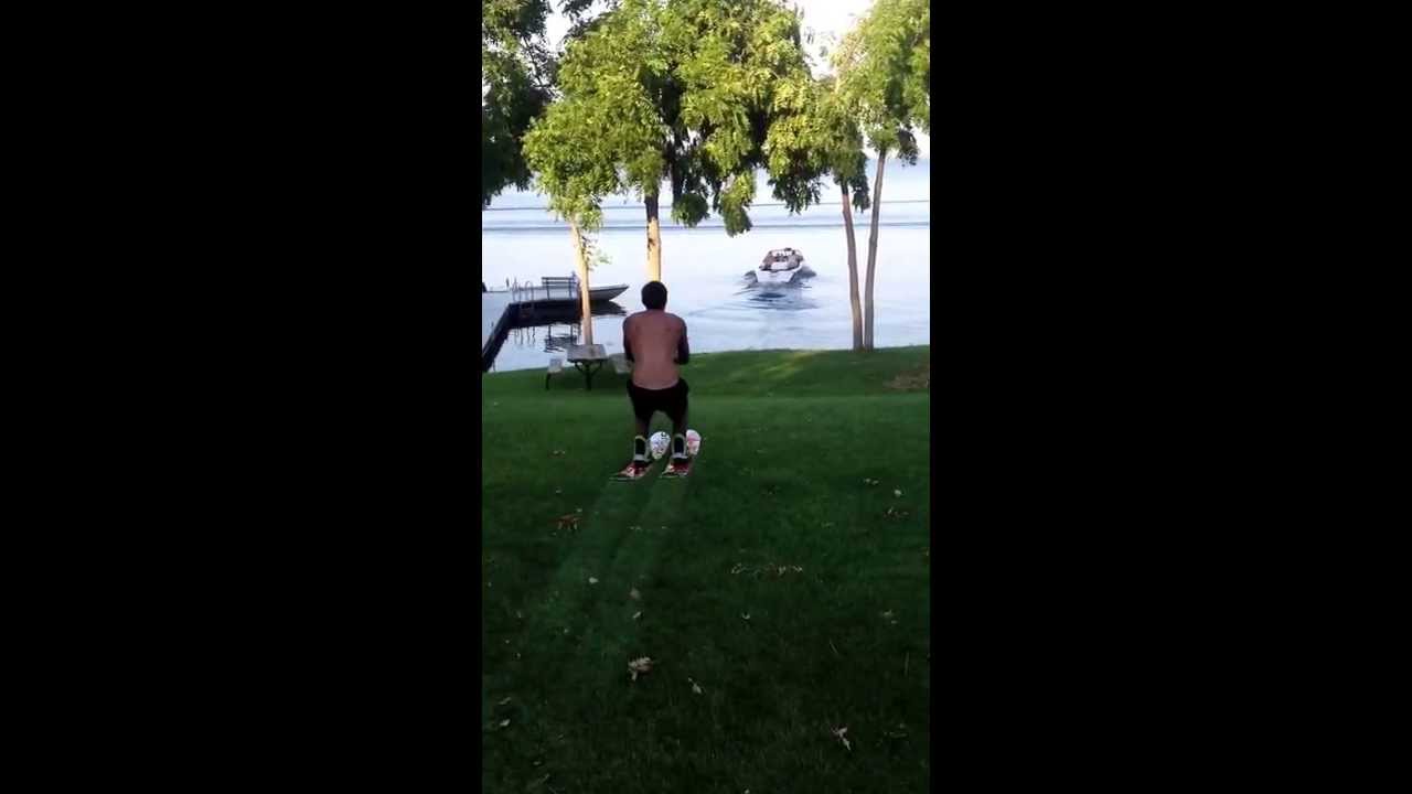 Water Ski sliding yard start. Lake Noquebay Wi