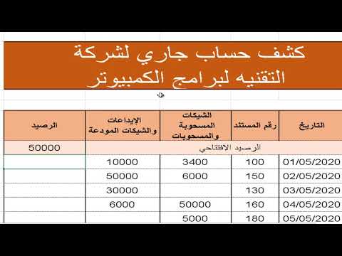 طريقة تصميم كشف حساب شيكات كشف ادارة الشيكات في الاكسل بطريقة احترافية  2016