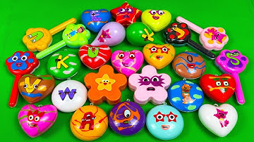 Rainbow Eggs SLIME 🌈 Finding Numberblocks, Alphablocks Colorful: CAKE, Flower CLAY! Satisfying ASMR