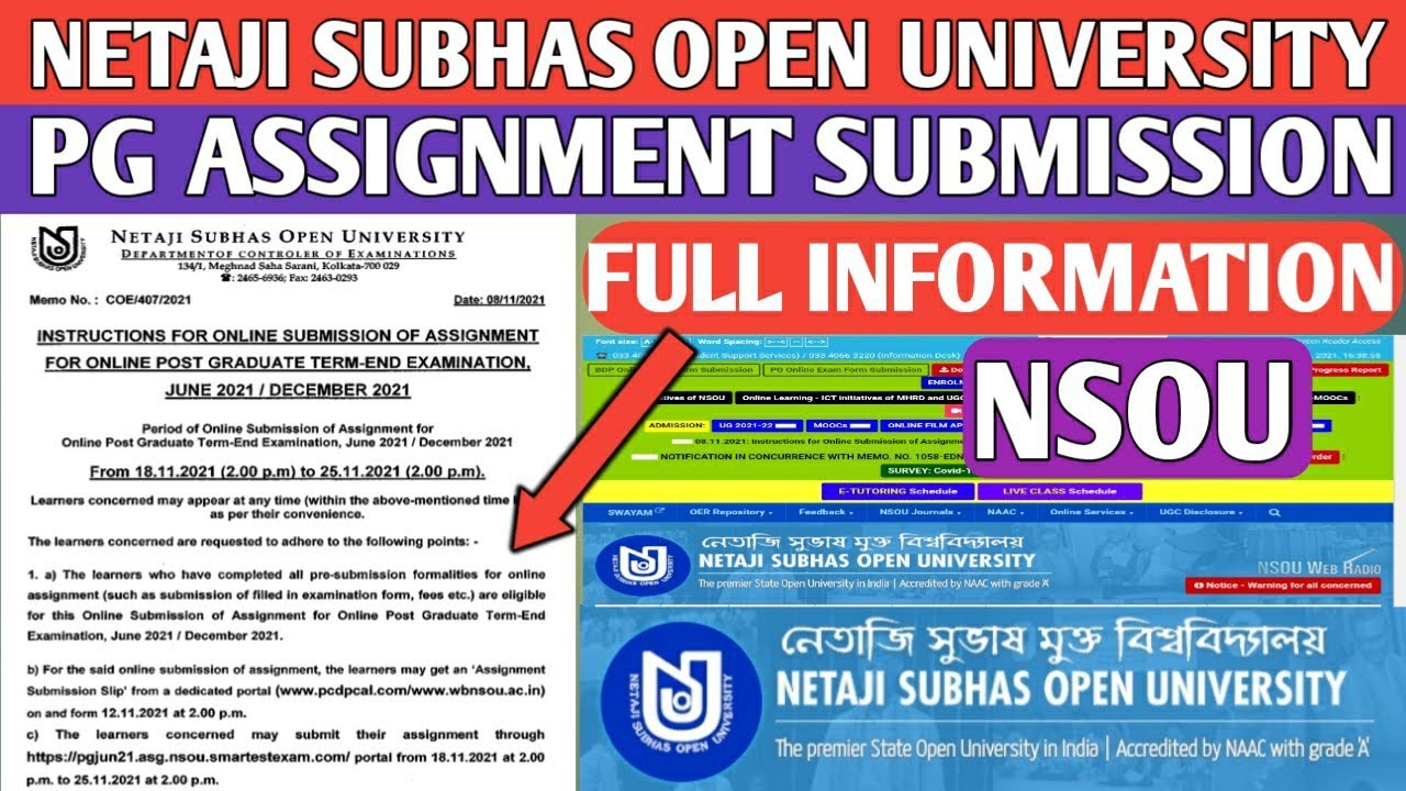 nsou pg assignment submission last date