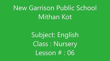 Nursery English Lesson 6 Afaq New sunseries