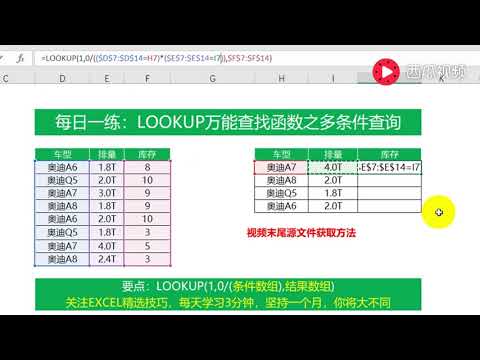 【Excel精选技巧】EXCEL每日一练：LOOKUP万能查找套路之多条件查询