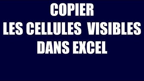 astuce EXCEL copier des cellules visibles seulement