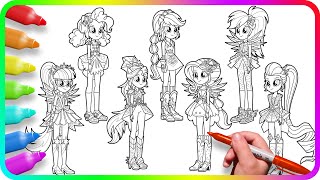 Coloring Pages EQUESTRIA GIRLS  Crystal Guardians / How to color My Little Pony / Easy Drawing MLP