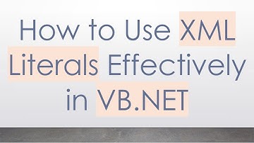 How to Use XML Literals Effectively in VB.NET
