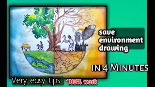 Save environment drawing very easy || save nature drawing || pollution drawing || save earth drawing