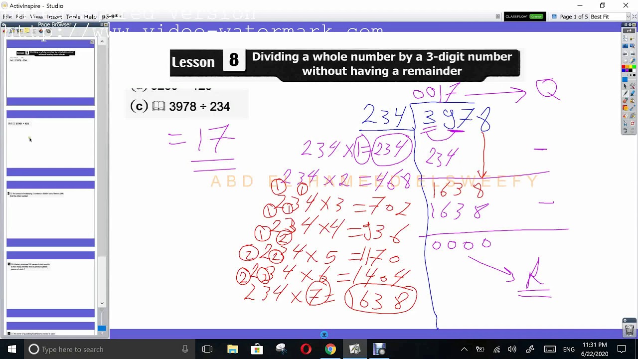 Dividing A whole Number By 3- Digit Number - YouTube