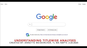 Understanding a TitleWise Analyses