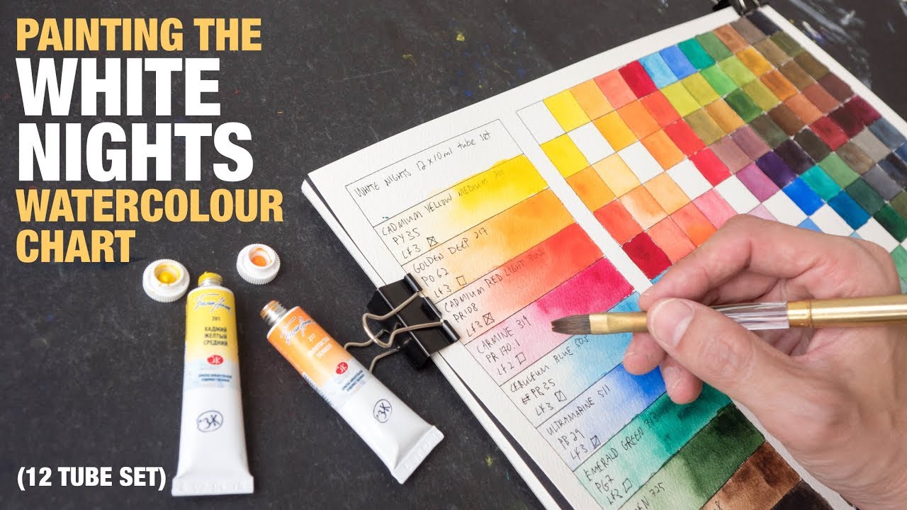 Painting a White Nights watercolour chart (12-tube set) 