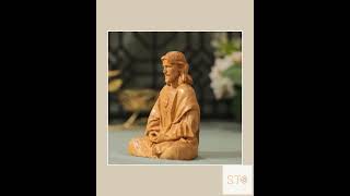 Hand-Carved Beech Wood Sacred Heart of Jesus Statue: Catholic Christian Art