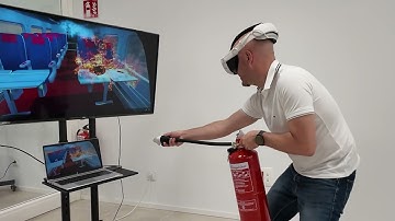 New e-Xtinguisher features: Virtual hands in VR and real-world simulation with AR